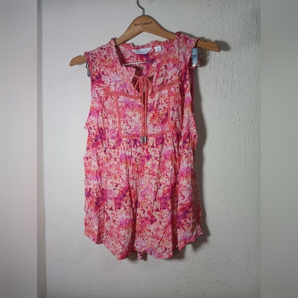 AFF Pink and Orange Sleeveless Blouse - Picture 1 of 5